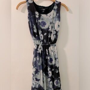 Vera Wang Beautiful High Low Blue Floral Printed Tank Sheer Dress Ties in Back